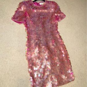 VINTAGE AJ BARI PINK SEQUIN MINI DRESS SIZE 6